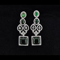 Kavita Art Silver Plated American Diamonds Dangler Earrings