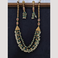 Kavita Art Gold Plated Pota Stone Long Necklace Set