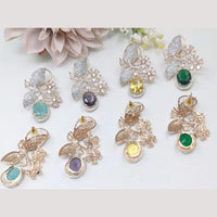 Kavita Art Gold Plated American Diamonds Dangler Earrings (Assorted Color) (One Piece Only)