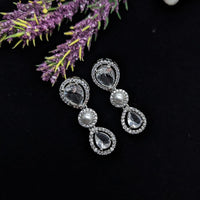 Kavita Art Silver Plated American Diamonds Dangler Earrings