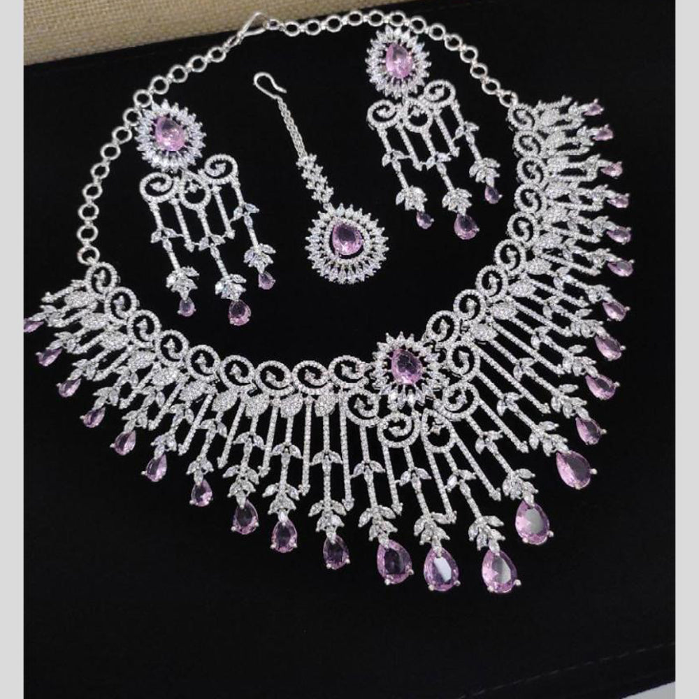 Kavita Art Silver Plated American Diamond Necklace Set