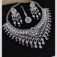 Kavita Art Silver Plated American Diamond Necklace Set