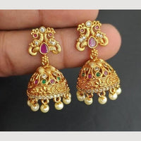 Kavita Art Gold Plated Austrian Stone And Pearl Jhumki Earrings