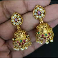 Kavita Art Gold Plated Austrian Stone And Pearl Jhumki Earrings