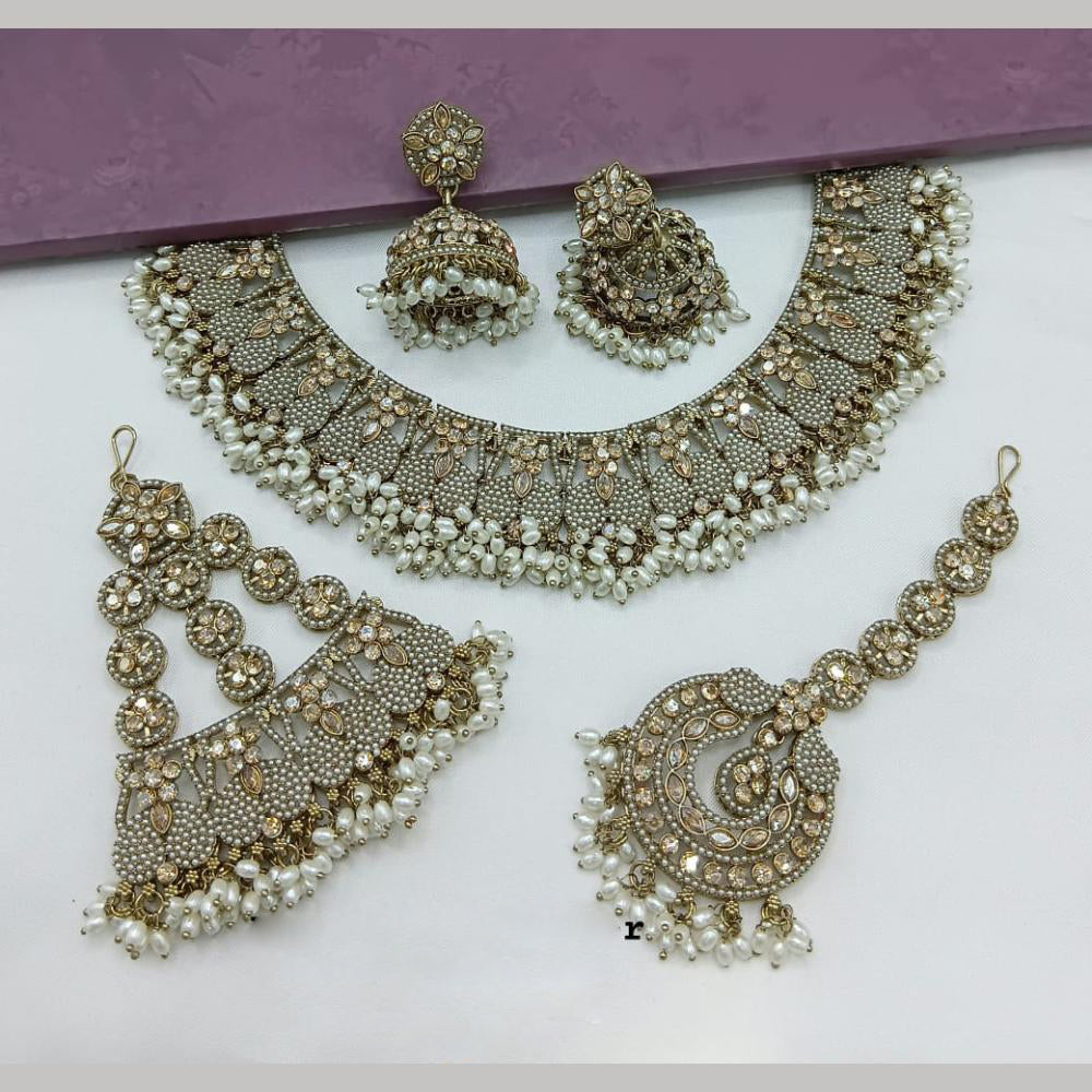 Kavita Art Gold Plated Crystal Stone And Pearl Necklace Set