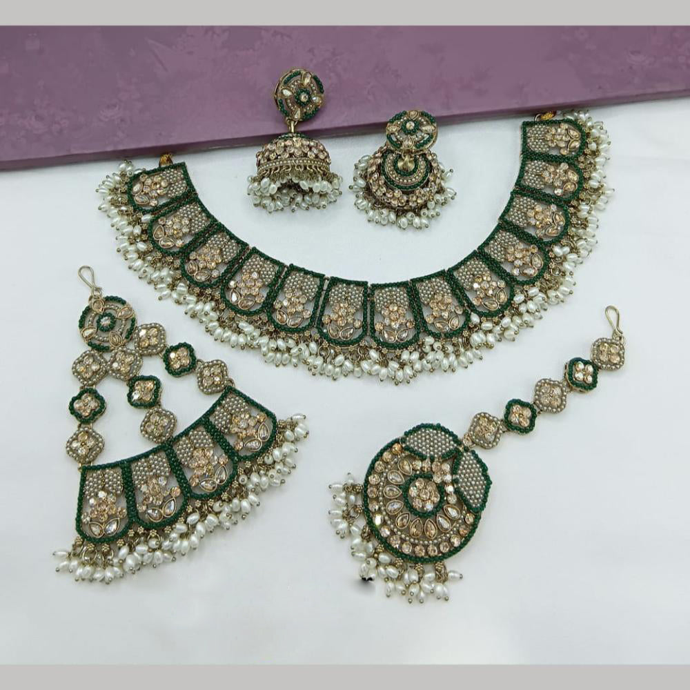 Kavita Art Gold Plated Crystal Stone And Pearl Necklace Set