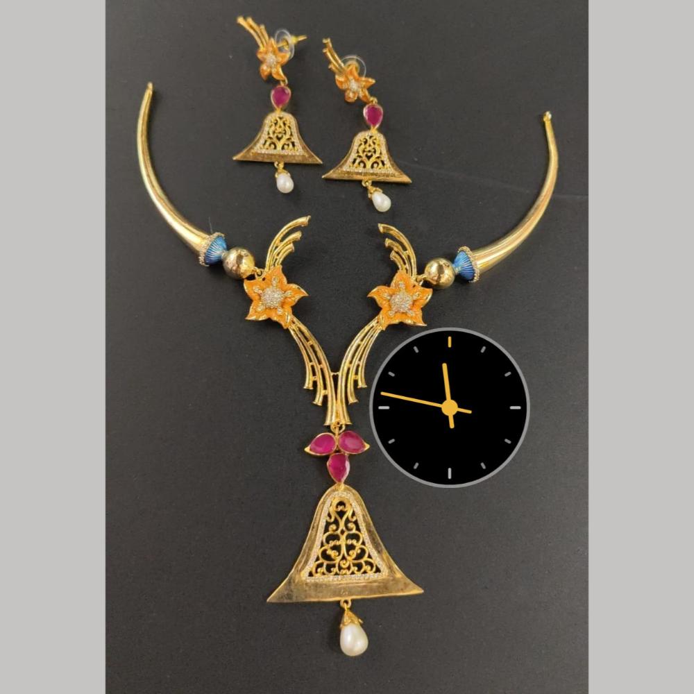 Kavita Art Gold Plated Austrian Stone And Beads Necklace Set 