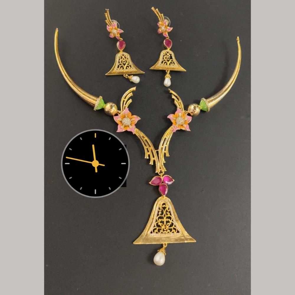 Kavita Art Gold Plated Austrian Stone And Beads Necklace Set