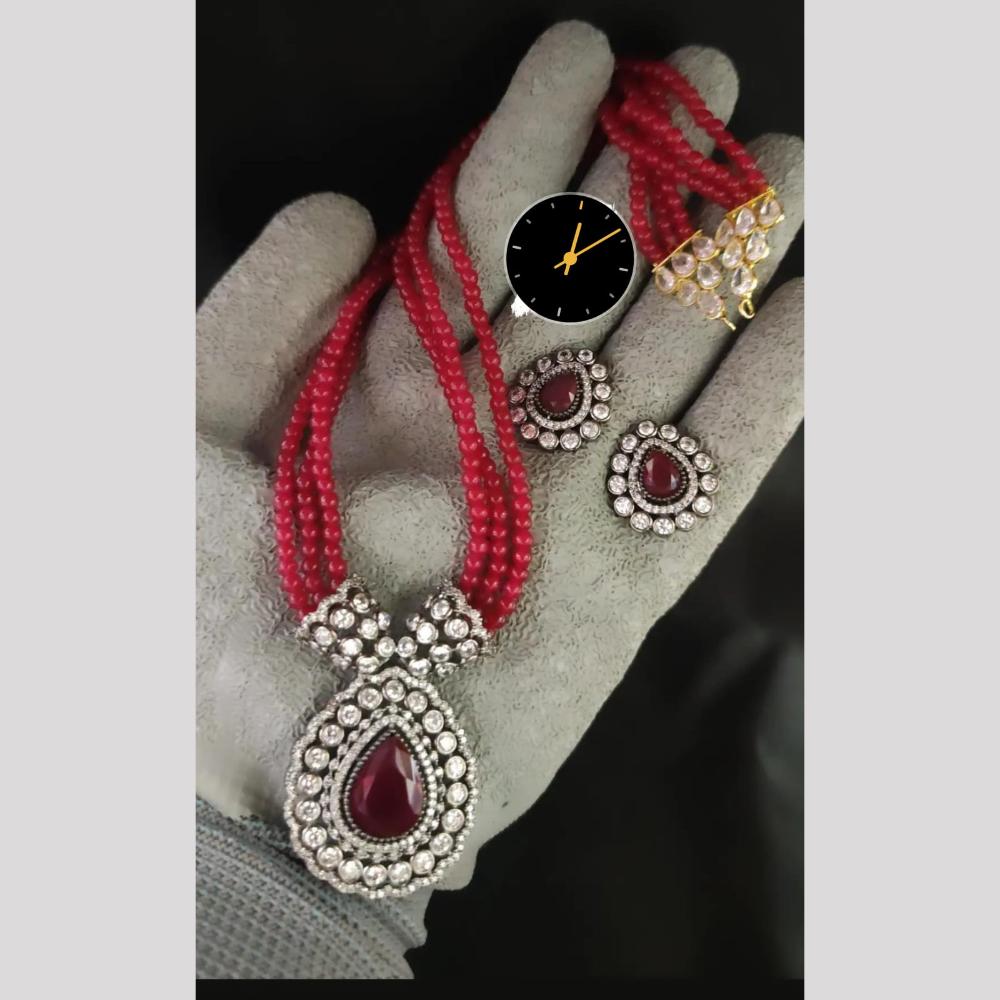 Kavita Art Crystal And Austrian Stone Beads Long Necklace Set