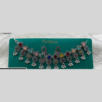 Kavita Art Designer Oxidised Pota Stone And Pearl Detailing Necklace Set