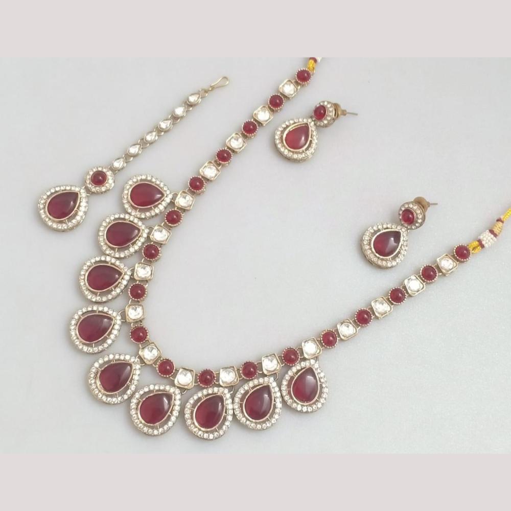 Kavita Art Traditional Austrian Stone And Pota Necklace Set