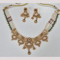 Kavita Art Elegant Gold Plated Pota Stone And Meenakari Necklace Set  
