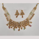 Kavita Art Elegant Gold Plated Pota Stone And Meenakari Necklace Set  