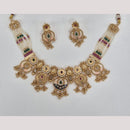 Kavita Art Elegant Gold Plated Pota Stone And Meenakari Necklace Set  