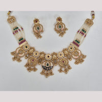 Kavita Art Elegant Gold Plated Pota Stone And Meenakari Necklace Set  