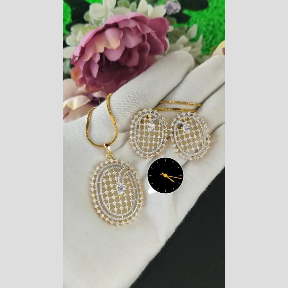 Kavita Art Graceful Sparkling American Diamond Pendant Set