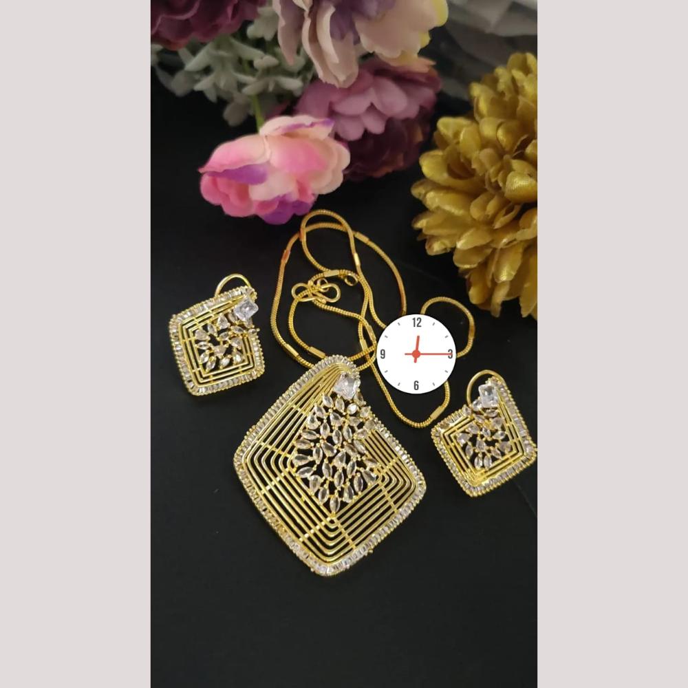 Kavita Art Graceful Sparkling American Diamond Pendant Set
