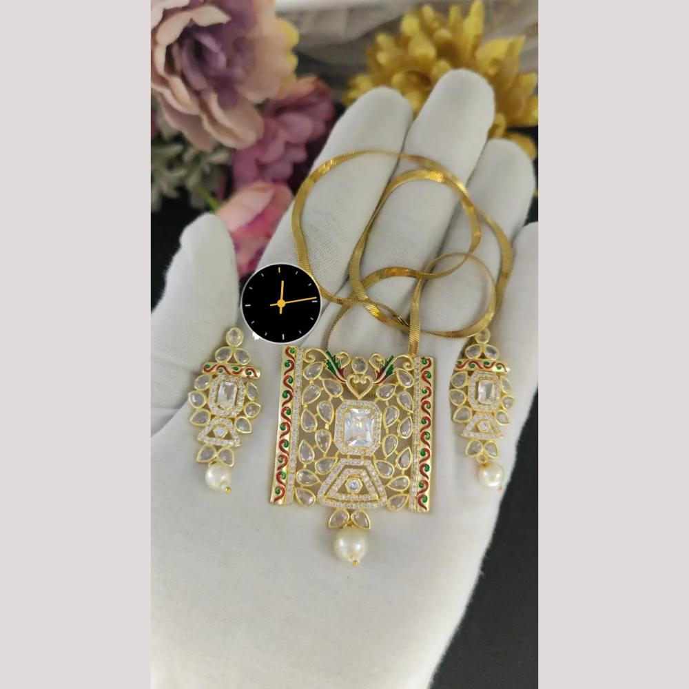Kavita Art Graceful Sparkling American Diamond Pendant Set