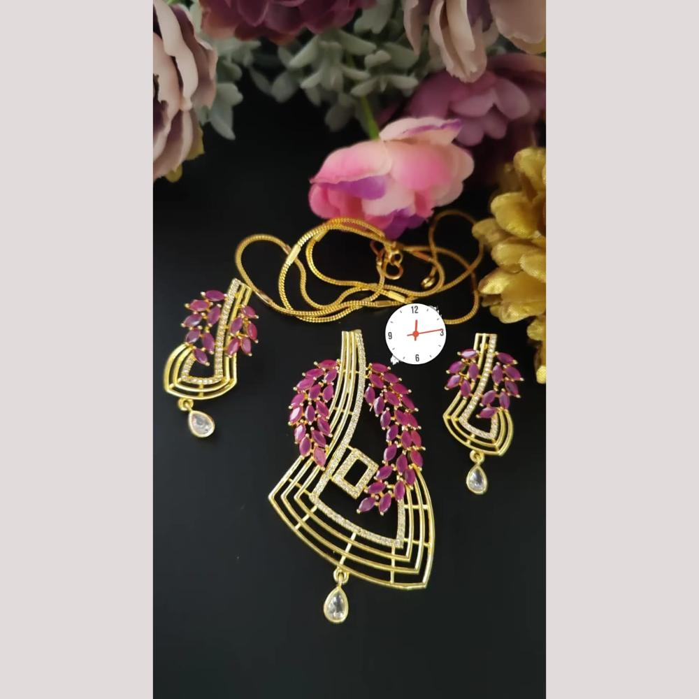 Kavita Art Graceful Sparkling American Diamond Pendant Set