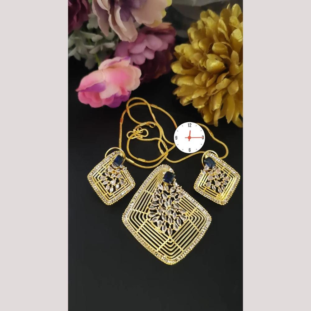 Kavita Art Graceful Sparkling American Diamond Pendant Set