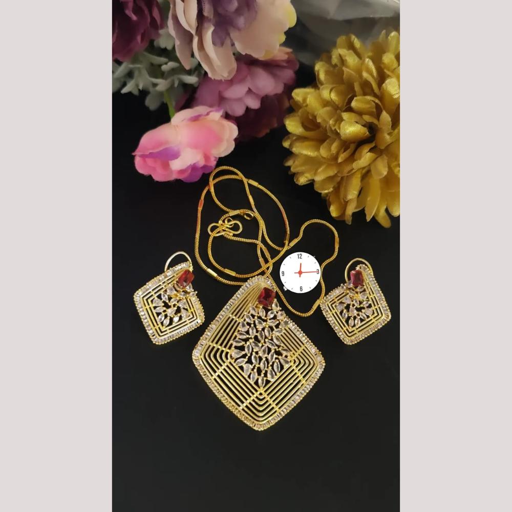 Kavita Art Graceful Sparkling American Diamond Pendant Set