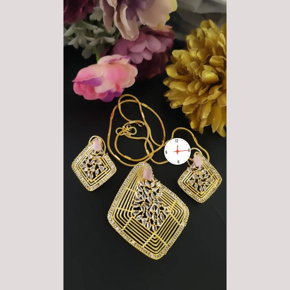 Kavita Art Graceful Sparkling American Diamond Pendant Set