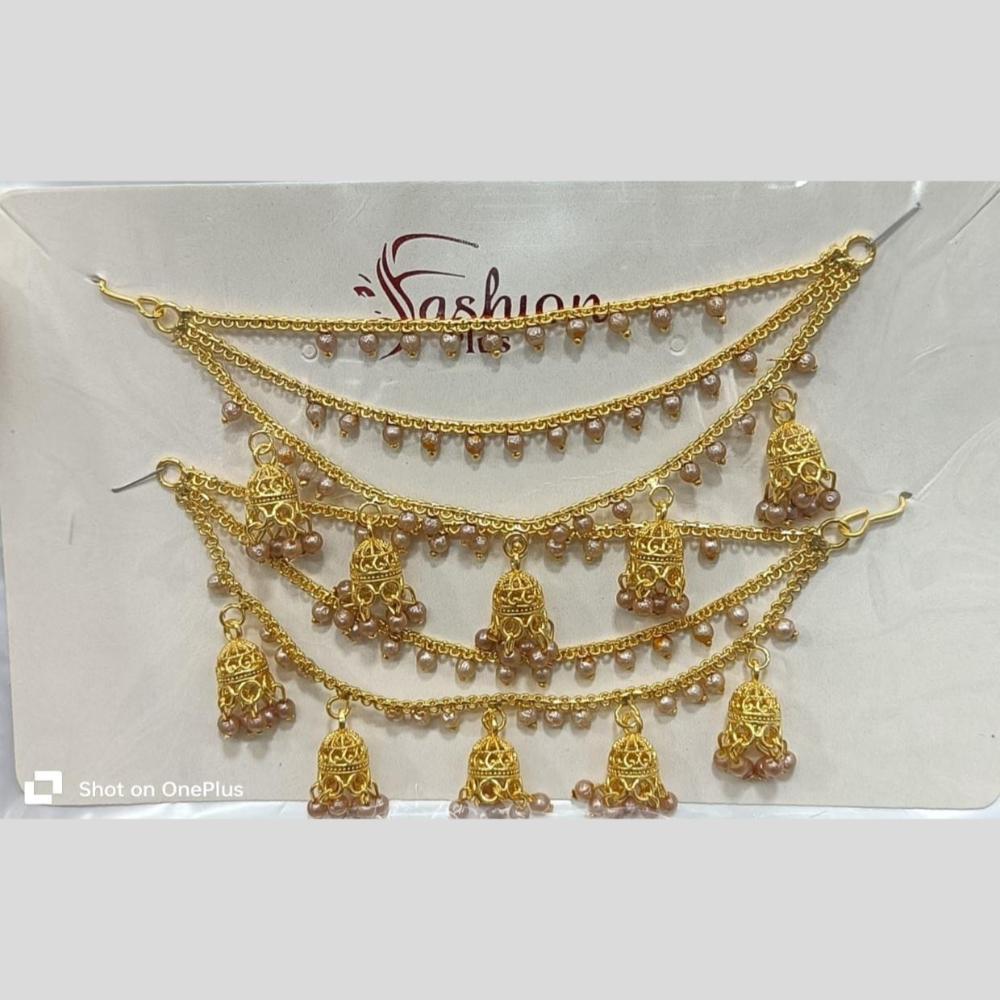 Kavita Art Pearl Elegance Gold Kan Chain Drape Your Ears In Royalty
