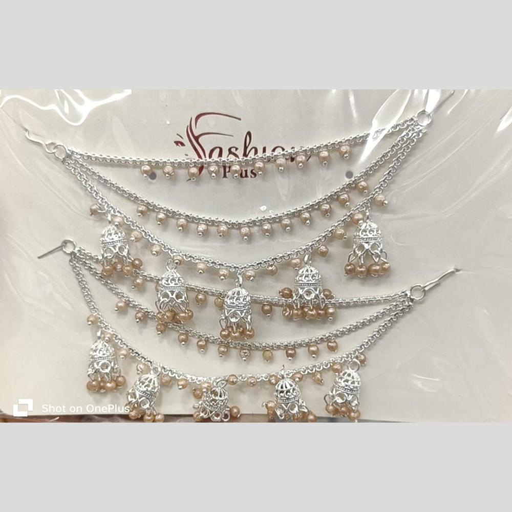 Kavita Art Pearl Elegance Silver Kan Chain Drape Your Ears In Royalty