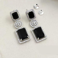 Kavita Art Rhodium Plated Sparkling American Diamond Dangler Earrings