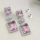 Kavita Art Rhodium Plated Sparkling American Diamond Dangler Earrings