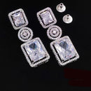 Kavita Art Rhodium Plated Sparkling American Diamond Dangler Earrings