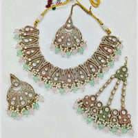 Kavita Art Antique Gold Finish Festive Crystal Stone Pearl And Beads Necklace Set