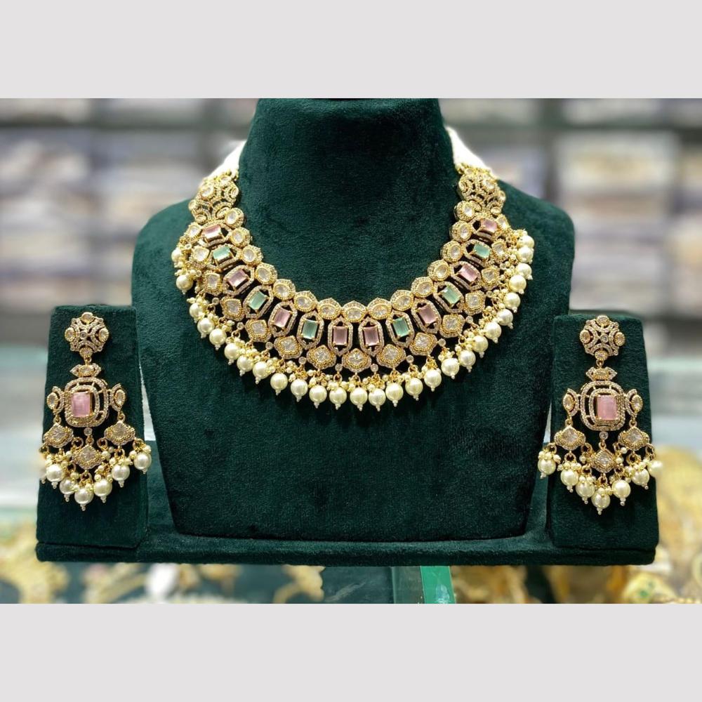 Kavita Art Majestic Polki Kundan And American Diamond Beads Choker Necklace Set