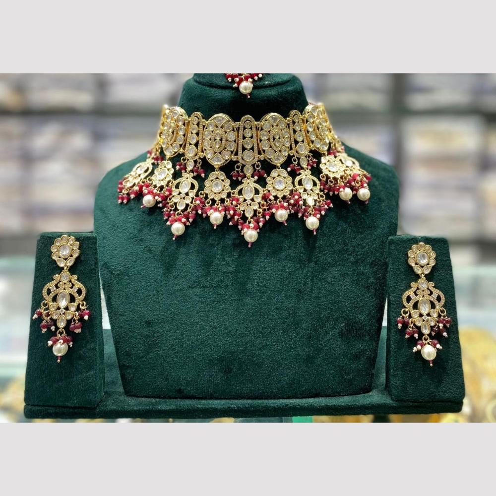 Kavita Art Stunning Polki Kundan Stone Beaded Choker Necklace Set