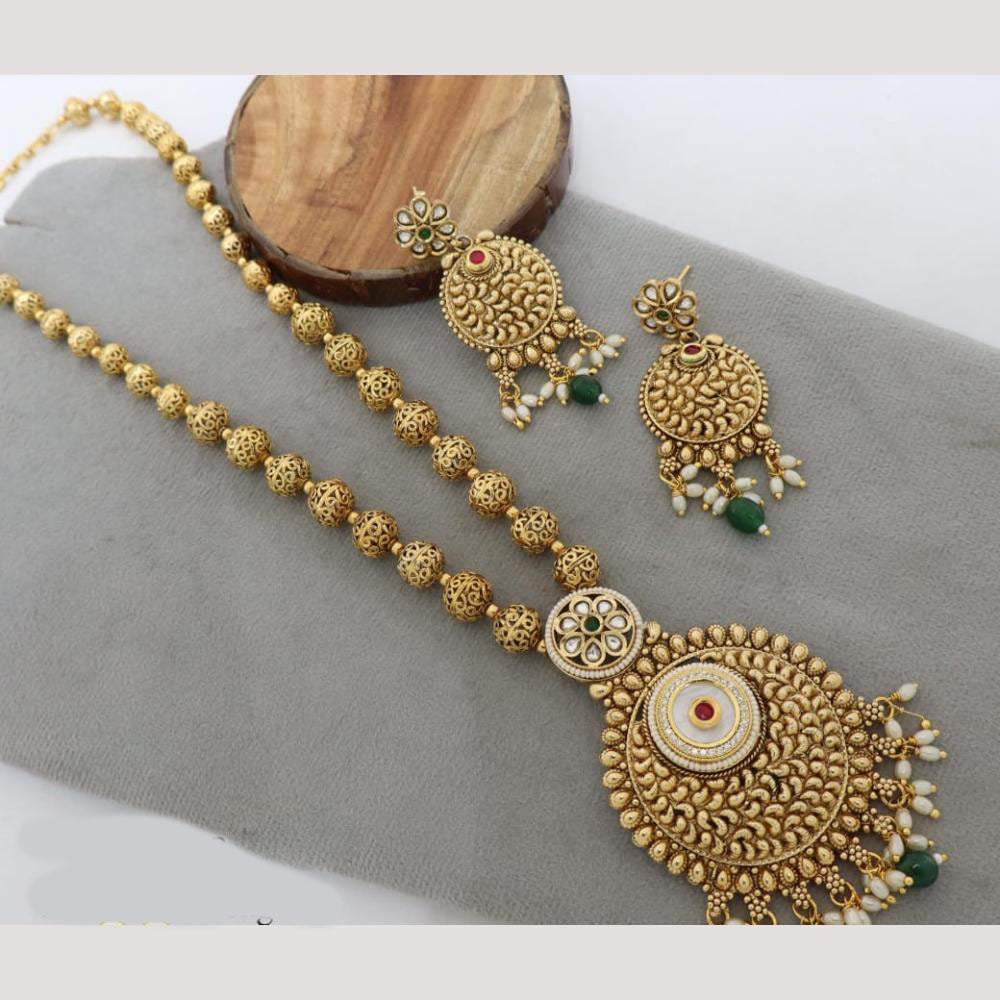 Kavita Art Premium Kundan & Pota Stone Necklace Set for Weddings