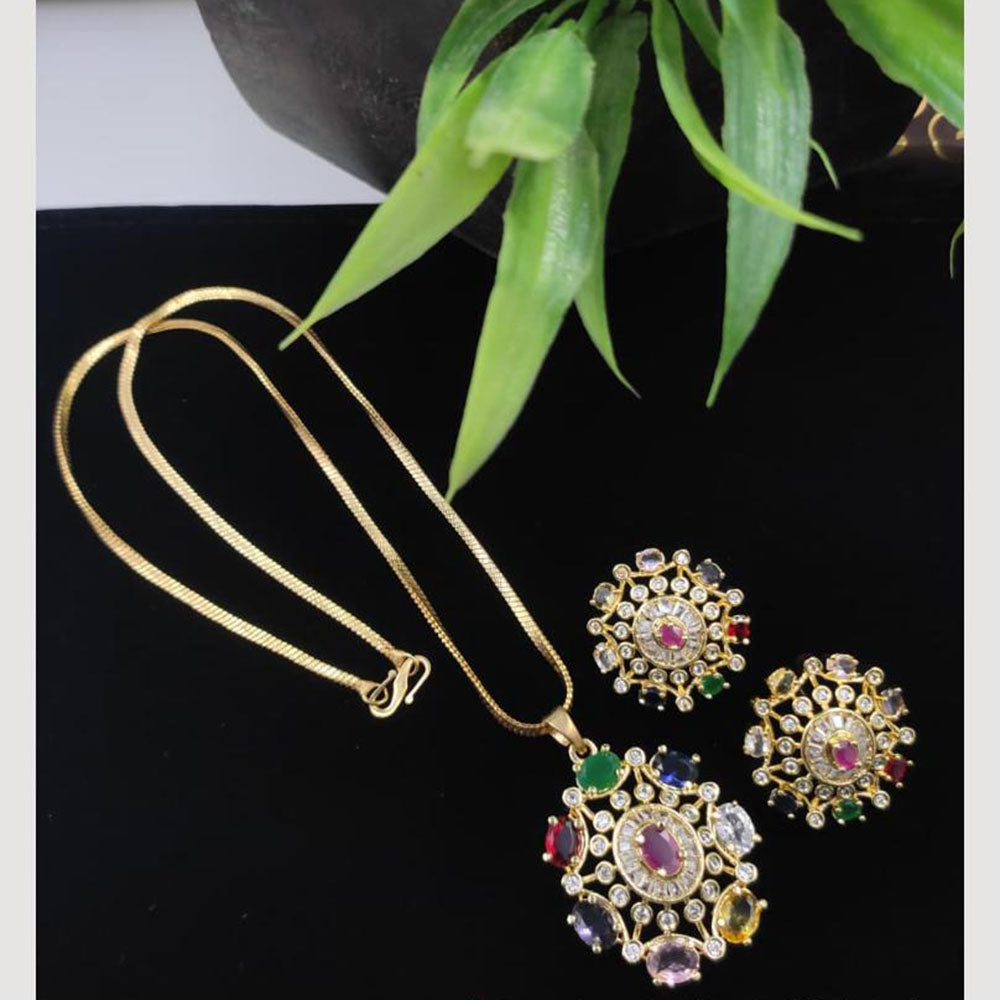 Kavita Art Traditional American Stone Pendant Necklace Set For Traditional Wear