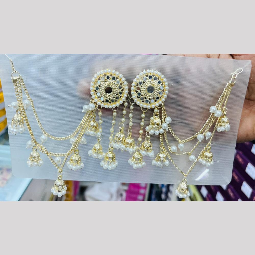 Kavita Art Classic Kundan Pearl Kan Chain For Wedding, Party & Ethnic Wear Jewelry