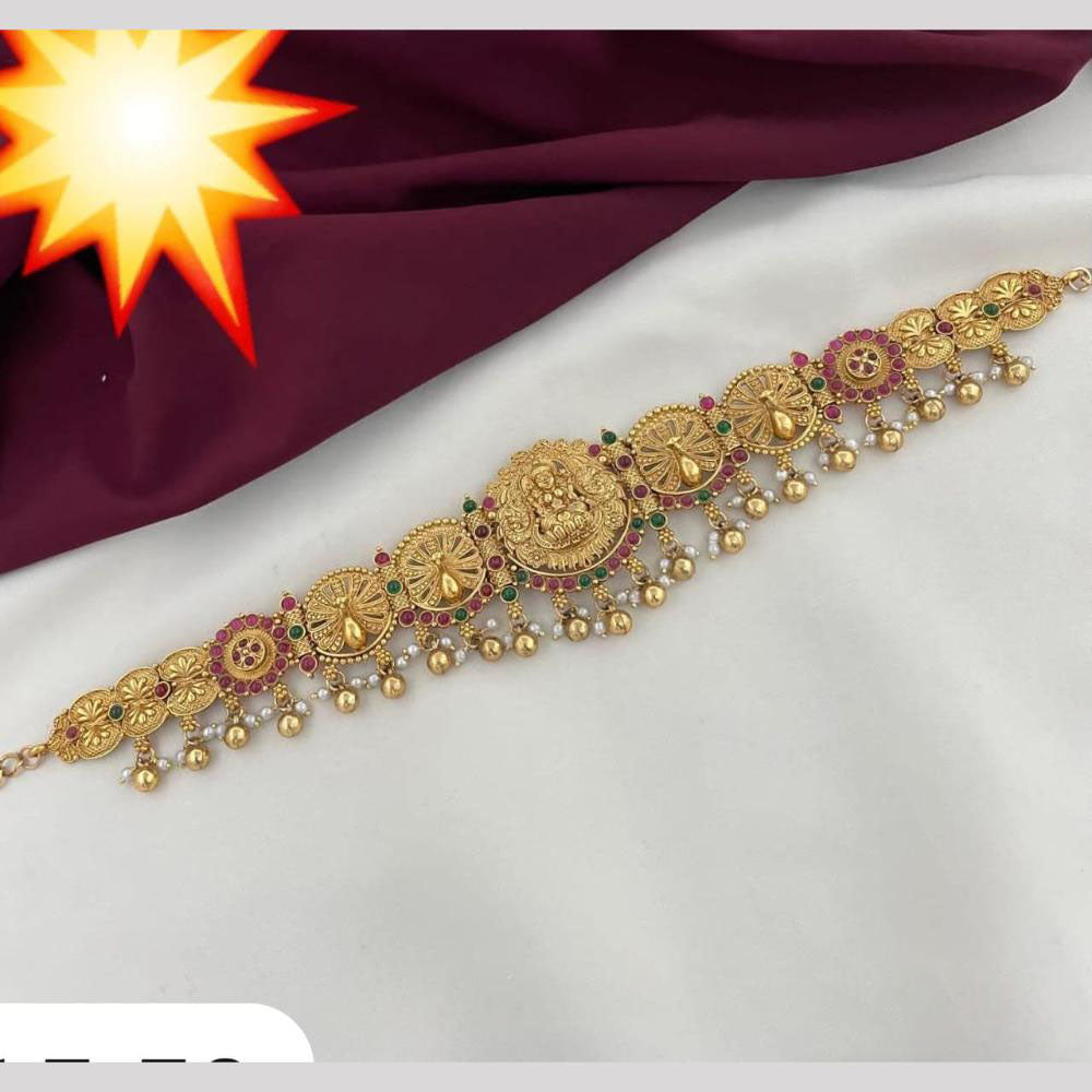 Kavita Art Traditional Temple Kamarbandh  Antique Gold Waist Belt with Laxmi Idol Design