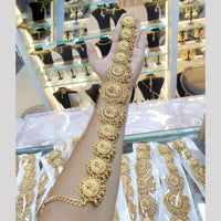 Kavita Art Traditional Temple Kamarbandh Antique Gold Waist Belt with Laxmi Idol Design