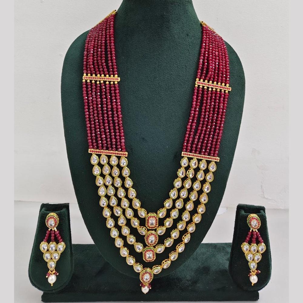 Kavita Art Royal Multi Layered Kundan And Pearl Long Necklace Set