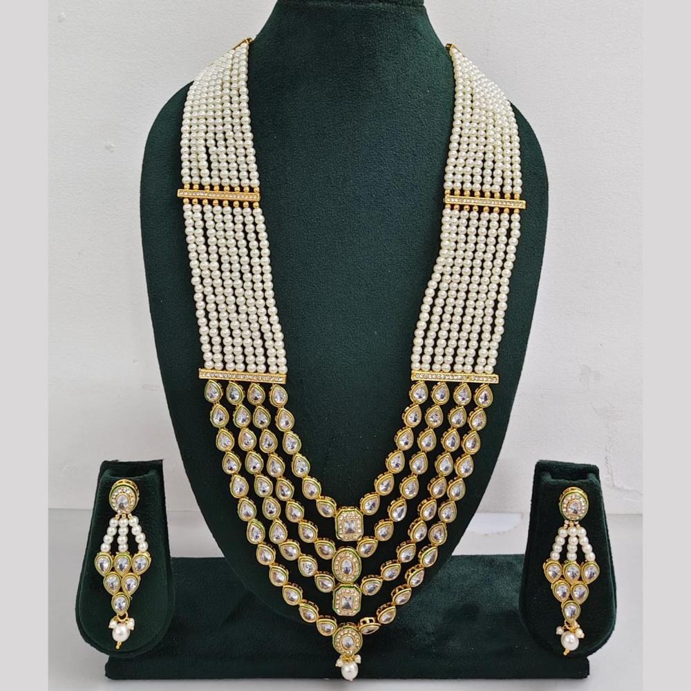 Kavita Art Royal Multi Layered Kundan And Pearl Long Necklace Set