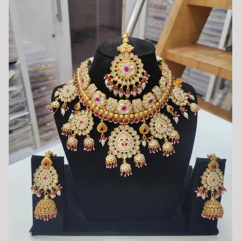 Kavita Art Ethnic Meenakari Work Kundan Necklace Set for Weddings