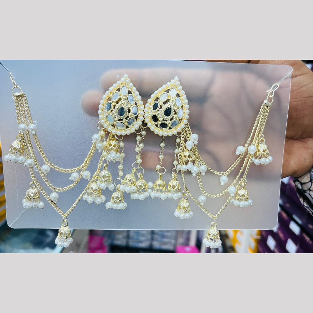 Kavita Art Classic Kundan Pearl Kan Chain For Wedding, Party & Ethnic Wear Jewelry