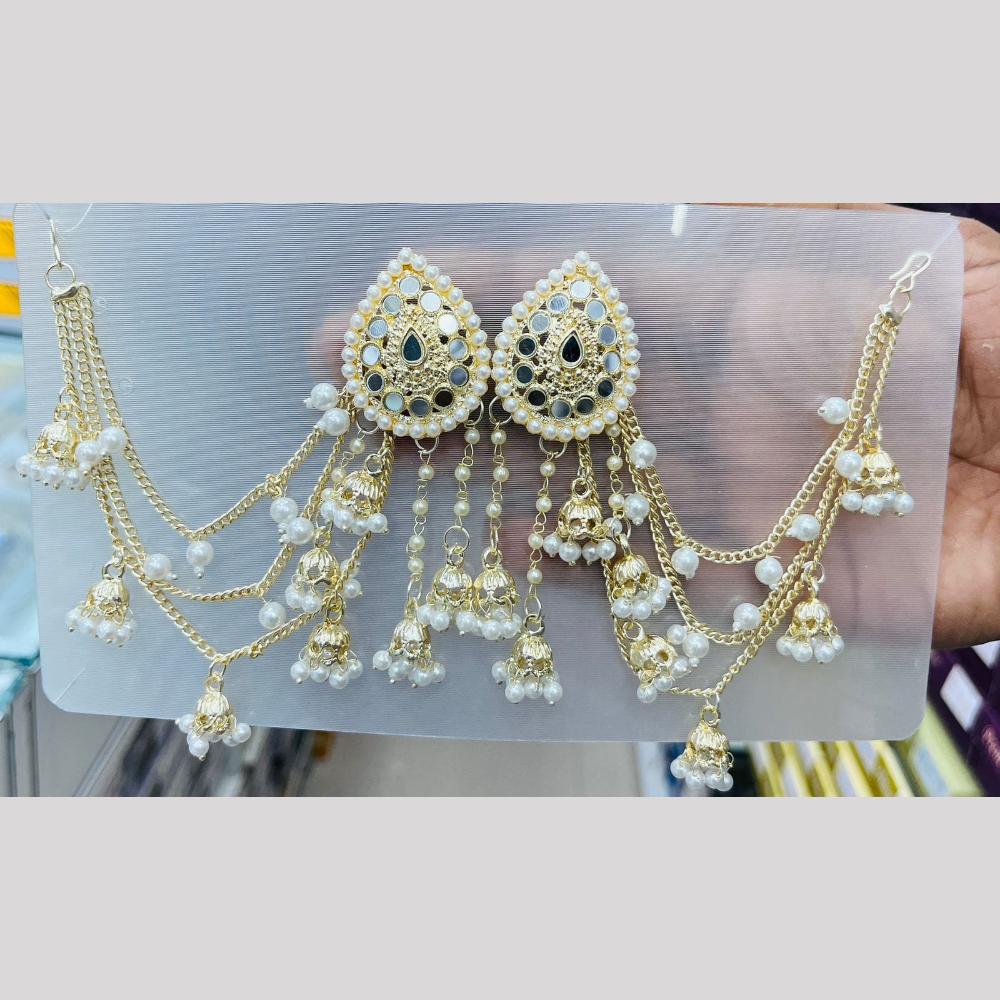 Kavita Art Classic Kundan Pearl Kan Chain For Wedding, Party & Ethnic Wear Jewelry