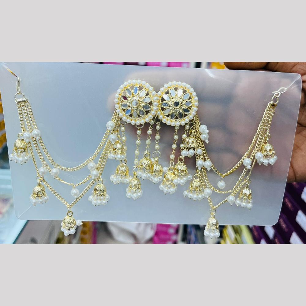 Kavita Art Classic Kundan Pearl Kan Chain For Wedding, Party & Ethnic Wear Jewelry