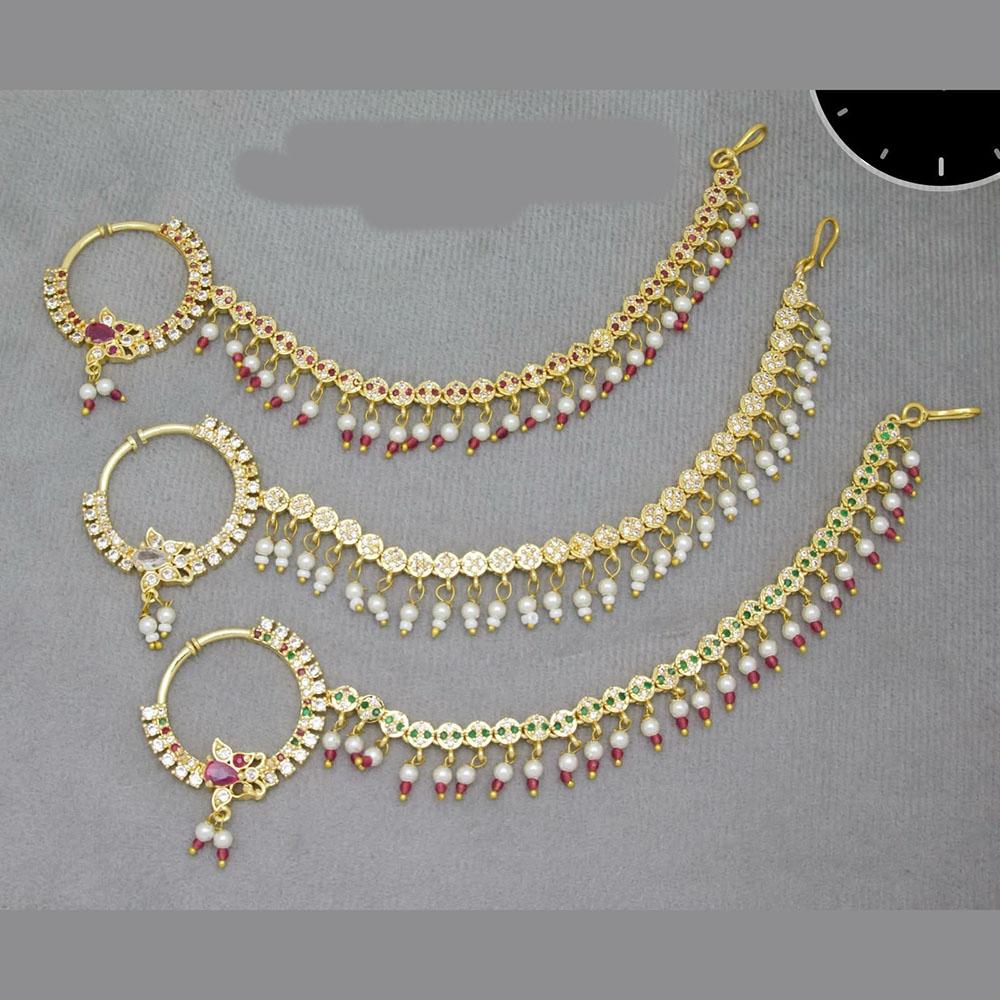 Kavita Art Handcrafted Sparkling Austrian Stone And Pearl Nose Ring