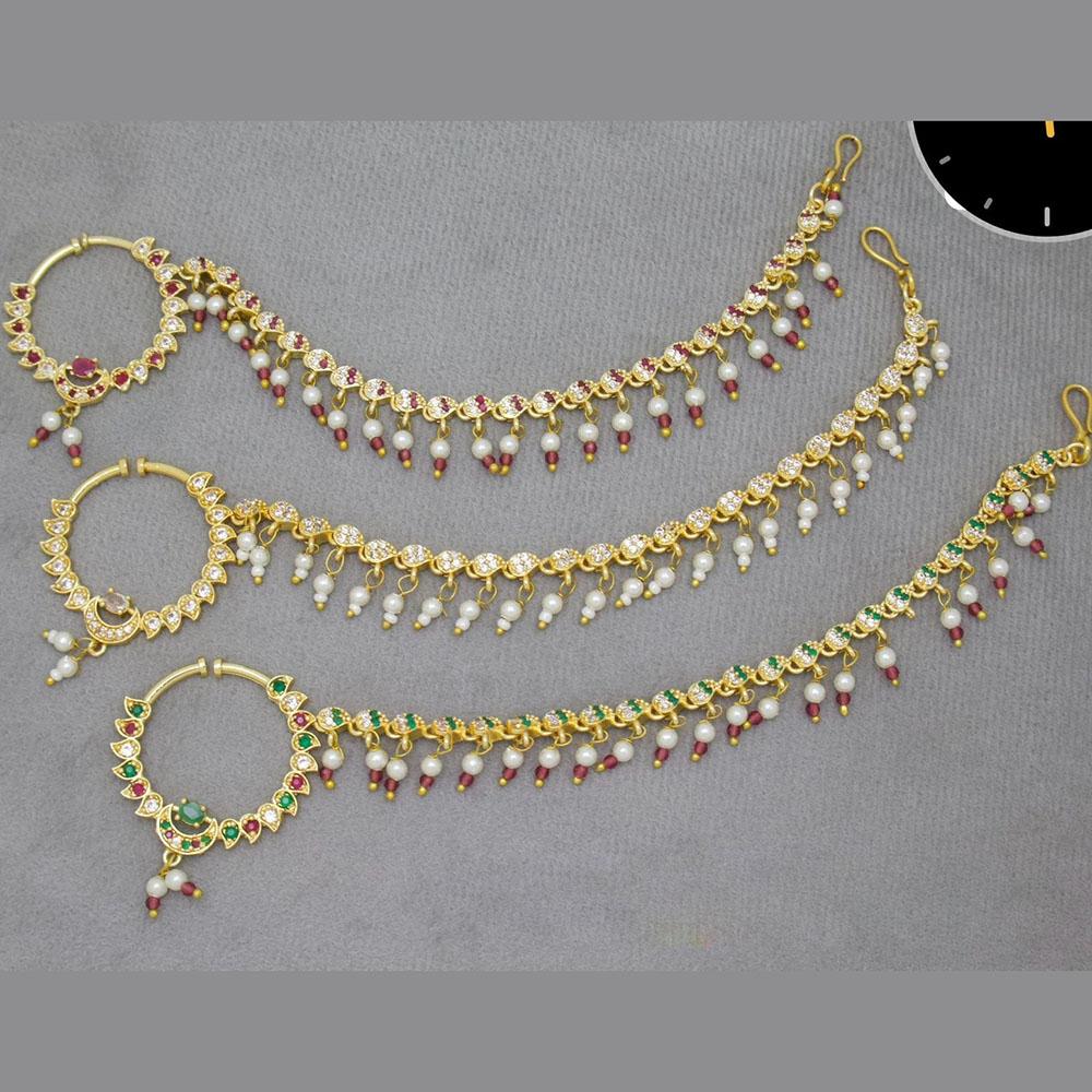 Kavita Art Handcrafted Sparkling Austrian Stone And Pearl Nose Ring