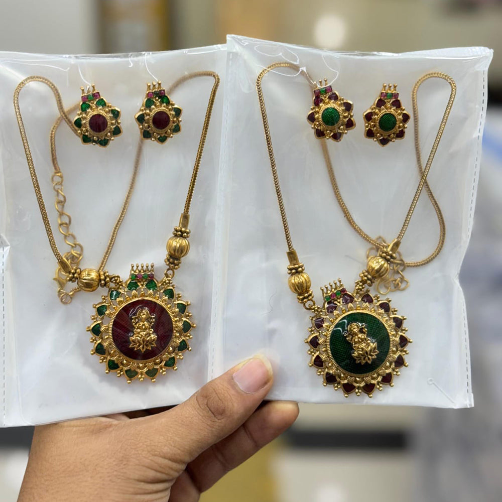 Kavita Art Divine Beauty Meenakari Temple Necklace Set