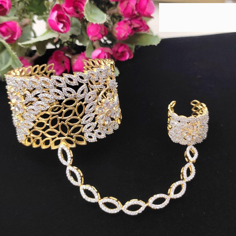 Kavita Art Gold Plated American Diamond Hand Harness for Women