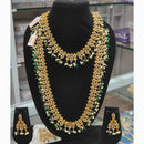 Kavita Art Traditional Wedding Wear Pota Stone & Pearl Double Necklace Set